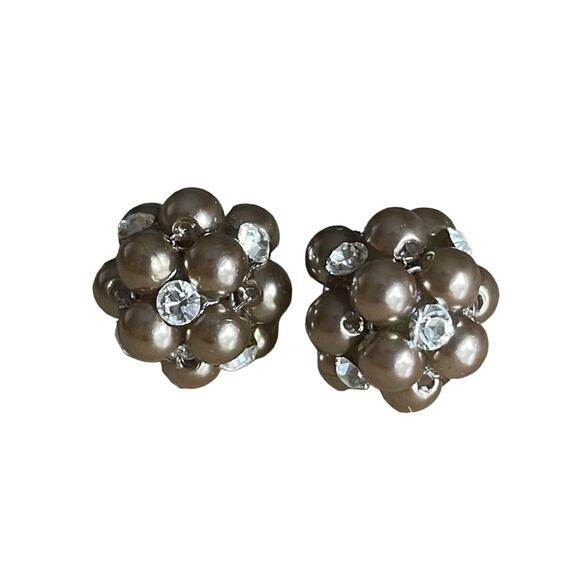 Gold and Crystal Fireball Stud Earrings - Picture 1 of 3